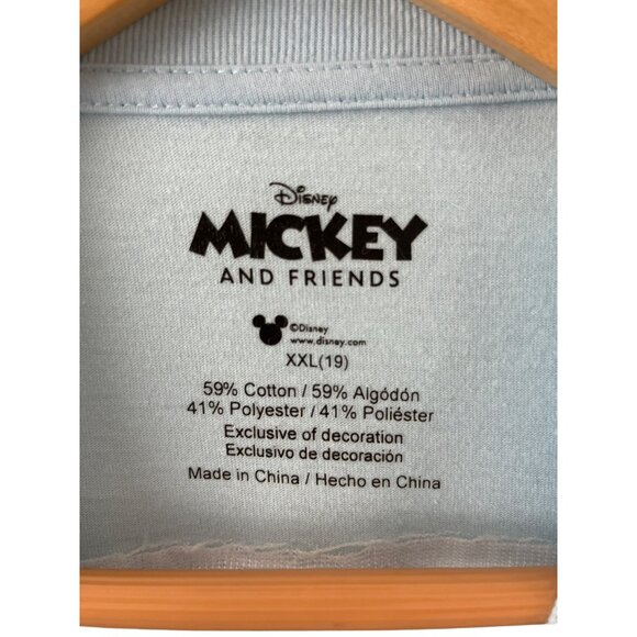 Disney Mickey & Friends Light Blue T-Shirt XXL Cotton/Polyester - Picture 4 of 5